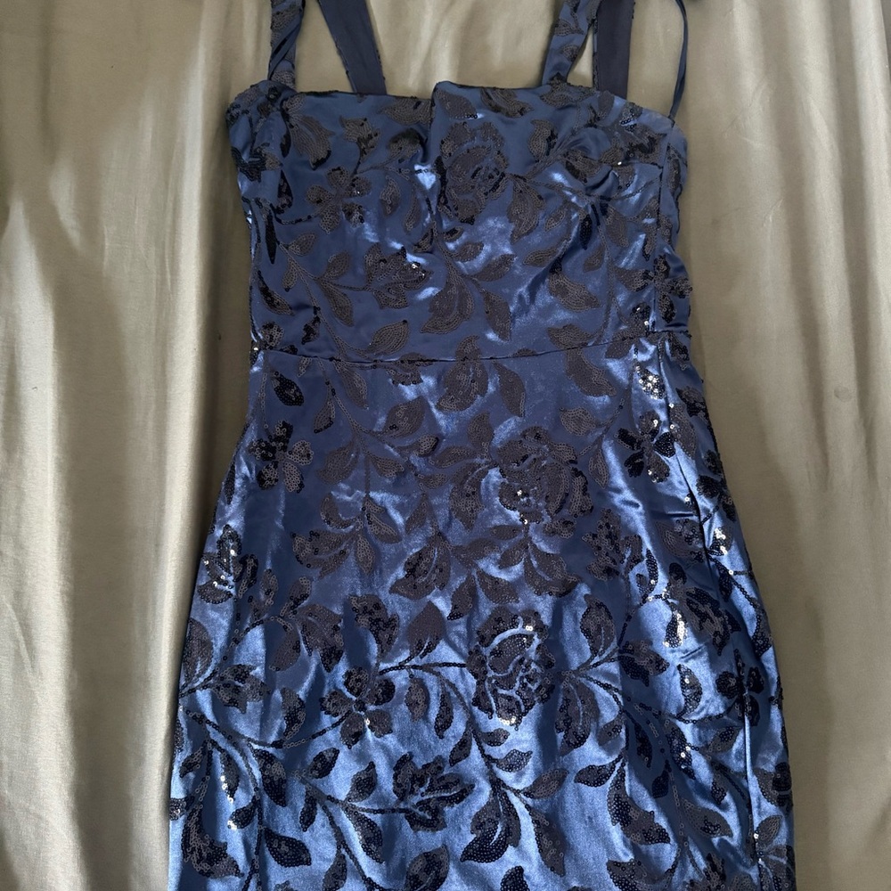 Windsor Navy Sequin Floral Cocktail Dress